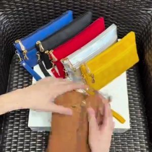 Ladies Double Zipper Long Clutch Purse Geometric Pattern Wrist Hand Wallet Large Capacity Mobile Phone Coin Bag for Daily Use