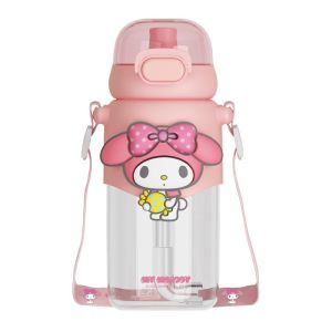 Blue Sakura 600ml Ready Stock Kawaii Sanrio Kuromi Cinnamoroll My Melody water Cup Anime Figure High Capacity Portable Straw Water Glass Kids Gift water bottle