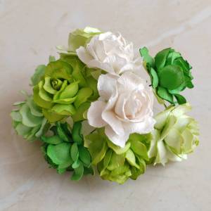 [10 ดอก] ดอกไม้กระดาษ ดอกกุหลาบ  30-35 mm ดอกไม้ประดิษฐ์ ดอกไม้กระดาษสา