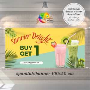 Cetak Spanduk Banner Yellow Green Modern Drink Promotion