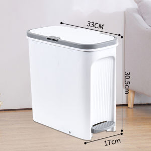 Vision 14L Foot Pedal Trash Can with Press Type Lid Bathroom Garbage Bin Toilet Wastebasket Press Type Trash Bin for Kitchen/ Bedroom/ Office Odor Lock Plastic Waste Bin