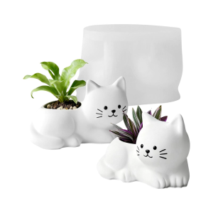 Kitten Shape Flowerpot Silicone Mold for Plant Flowerpot Cup Soap Home Decoration Multipurpose Silicone Mould