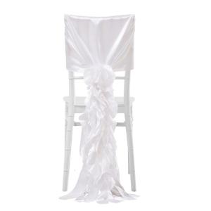 Satins Wedding Chair Slipcovers Luxurious Chiffons with Ruffle for Banquets and Special Occasion Decoration