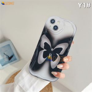 (Lokal Ready) Casesummer Casing hp OPPO A17 A17k A12 A16 A16s A54s A16k A16e  A5s A7 A11K A1K A57 4G A58 A78 A77S A53 2020 A3s A12e A33 A31 A52 A92 A54 Reno 8T 4G Reno 5F Gradien Butterfly Hitam Love Heart Kasus Lembut Luar Tepi Gelombang 3D Softcase