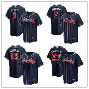 MLB Embroidered Baseball Jersey Atlanta Braves Black 13 # AUUNAJR Ronald jersey