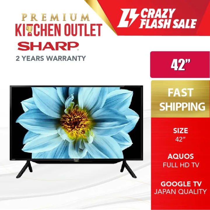 【Own Truck Delivery】Sharp 42 Inch 2K Full HD TV 2TC42EG1X | Smart TV | Klang Valley Only | Bluetooth Google Assistant DVB-T2 DTTV IDTV MYTV Myfreeview