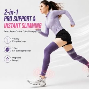 🔥Ready Stock🔥 [Knee Support/Leg Sleeves] Breathable Mesh Compression Socks Over-the-Knee Slim Fit Anti-Slip for Running Sports 温感变色护膝腿套
