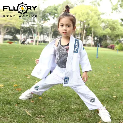 FLUORY fire base Brazil jujitsu costume female cute embroidery BJJ GI judo costume childrens professional training suit