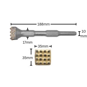 Euro Plus Hex Bushing Hammer Chisel Concrete Drill Bit Stone Slab/Bridge/Wall/Cement Square Rotary Hammer Chisel - Tool Hardware