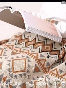 Lightweight Knitted Bohemian Blanket with Removable Cover Layer Nordic-Style Design Child-Oriented Geometric Patterns Tassels Bedding & Bath Category.