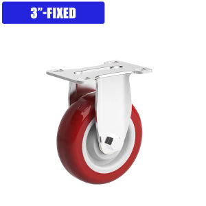 3/ 4/ 5 Pu Push Caster Wheel Trolley Red Caster Wheels Brake Trolley Wheel Fixed /Swivel / Brake