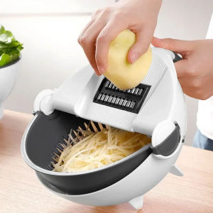 Multifunctional 2 In 1 Vegetable Slicer Cutter Chopper Fruit Strainer Basket Spiralizer Grater Food Peeler Mandoline Shredder