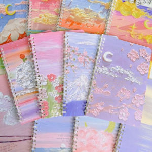 4pcs/Set A5 Cute Cartoon Spiral Notebook Mini Portable Coil Notepad Diary Book Exercise Book