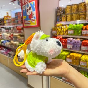 CRNGW Stuffed West Highland Bag Pendant Cartoon Animal Anti-lost Plush Puppy Doll Keychain Kawaii Plush Car Hanging Pendant Car Keys Accessories