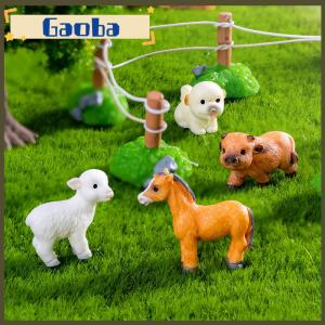 gaoba Mini Small Animal Cows Sheep Dogs Pigs Horses Rabbits Statue Micro Landscape Decoration For Car Home Desktop Ornaments