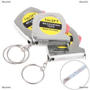 [COD] Bsuimki 1M 3ft Retractable Stainless Steel Pocket Measuring Ruler Tape Measure Keychain