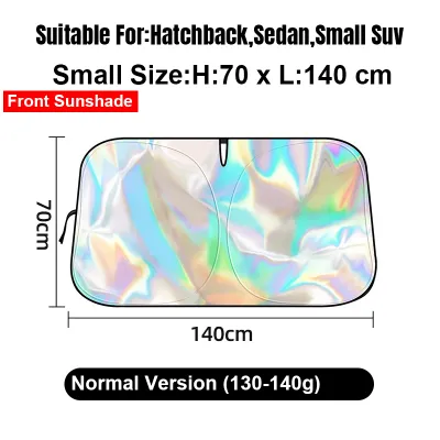 Titanium Silver Thickened Car Windshield Sunshade Blocks Foldable UV Rays Sun Visor Suitable for Any Vehicle Model Foldable Laser Sunshield Sunscreen Heat Insulation