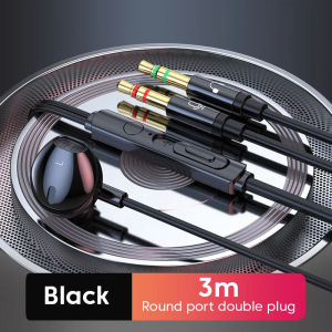 3.5mm Audio mikrofon Dual Plug berwayar fon kepala 3m/2m dalam inga Headset berwayar fon inga komputer Desktop PC Bass Stereo Earbuds