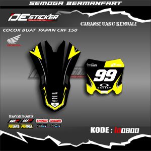 Stiker Papan Nomor Dan Spakbor Depan CRF 150 L Desaign Terbaru List Keren Simpel Kode LA0600