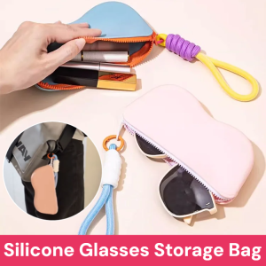 Contrast Color Silicone Glasses Storage Bag Portable Sunglasses Protective Cover Hanging Pouch Waterproof Cosmetic Bag