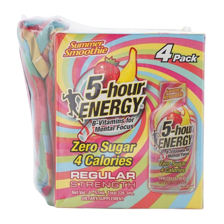5 Hour ENERGY Summer Smoothie Energy Drink with Tote Bag 4 x 57ML