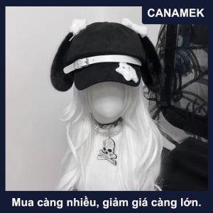 【CANAMEK】 Gothic Lolita Beret Kawaii Hat Punk Xương Dài Tai Puppy Hat Cho Phụ Nữ Cô Gái Cosplay Mũ Đa Năng Kem Chống Nắng Hat Quà Tặng