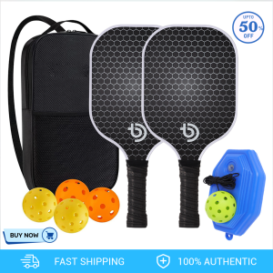 Lucky Fox【COD】Pickleball Paddles Set  Lightweight Pickleball Rackets Durable Fiberglass Surface with Polypropylene Honeycomb Core Cushion Grip and 2 Rackets and Include 4 Balls & 1 Racket Bag Pickle-Ball Racquet with Balls Sports Accessory