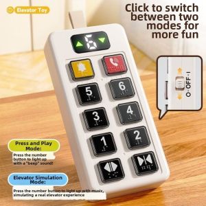 OWMXZL with Sound Effects Elevator Button Simulation Toy Volume Adjustable Light-Up Educational Pretend Play Toys Interactive Digital Cognition Simulated Elevator Panel Button Toy Home Education