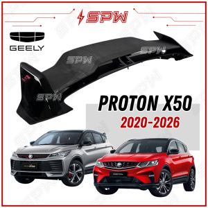 Proton X50 X-50 (2020-2026) OEM Geely V2 Spoiler Rear Trunk Lip Top Spoiler Lips Wing Tip Fibre Material X50 RC Facelift 2020 2021 2022 2023 2024 2025