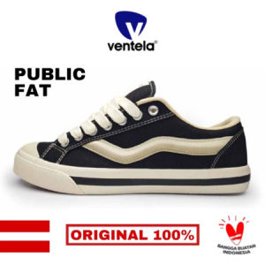 Sepatu Sneakers Ventela Public Fat Low Black Natural All Black Low Grey [0RIGINAL] Sepatu Gemuk Ventela 3 Varian Terbaru