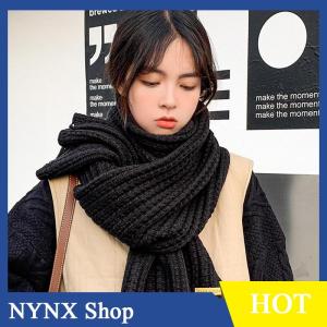 [NYNX] Women Winter Scarf New Korean Woolen Scarf Lovers Men And Women Thicken Warm Students Solid Color Knitted Scarves Bib