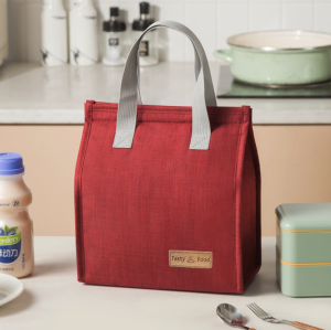 Insulated Lunch Bag Fashion Canvas Lunch Bag Portable Waterproof Thermal Insulation Lunch Box Storage Bento Bag Waterproof Canvas Lunch Bag Large Capacity Lunch Bag