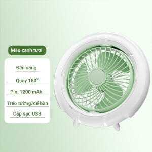 Quạt Tích Điện Để Bàn Mẫu Mới 2024 Tích Hợp Đèn Led Nhỏ Gọn Động Cơ Không Tiếng Ồn 3 Chế Độ Gió Siêu Mát Dung Lượng Pin Trâu Lỗi 1 Đổi 1