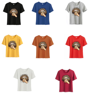 Trendy Womens Leopard Lips Finger Print Graphics T-Shirt Short Sleeve Tee Loose Fit Pullver Top for Casual and Holiday