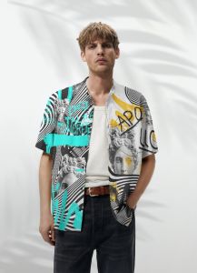 Kemeja Pria/WanitaLengan Pendek/SPOON/Printing/Motif Abstrak