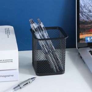 Giỏ Đựng Bút Lưới Sắt Văn Phòng Để Bàn - Ống Đựng Bút Kim Loại VUÔNG Văn Phòng Phẩm SHOPER