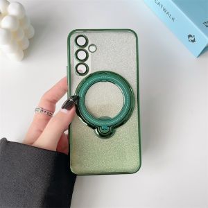 เคสกล่องใส่แหวนกลิตเตอร์กันกระแทกมี A55สำหรับ Samsung Galaxy A15 A05 A05S 4G 5G 2024 2023ฝาหลังป้องกันทุกสัดส่วนอ่อนมีที่ยึดขาตั้งโทรศัพท์ TPU