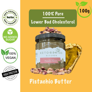 Ketogenius Kitchen Pure Pistachio Butter Smooth (100g) Mentega Pistachio - Unsweetened Zero Sugar Added Diabetic friendly Keto Low Carb Vegan No Added Oil Tanpa Gula