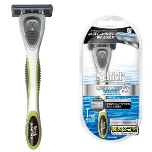 Set Dao cạo râu + 2 lưỡi dao thay thế Schick Quattro 5 Titatinum - Nhật Bản