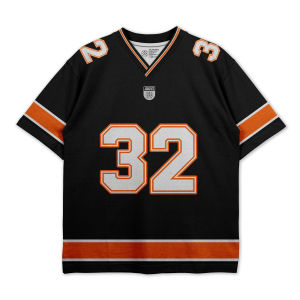 Kaos Jersey Oversize Retro Vintage Boxy Fit Streetwear Sport Number 32 hitam