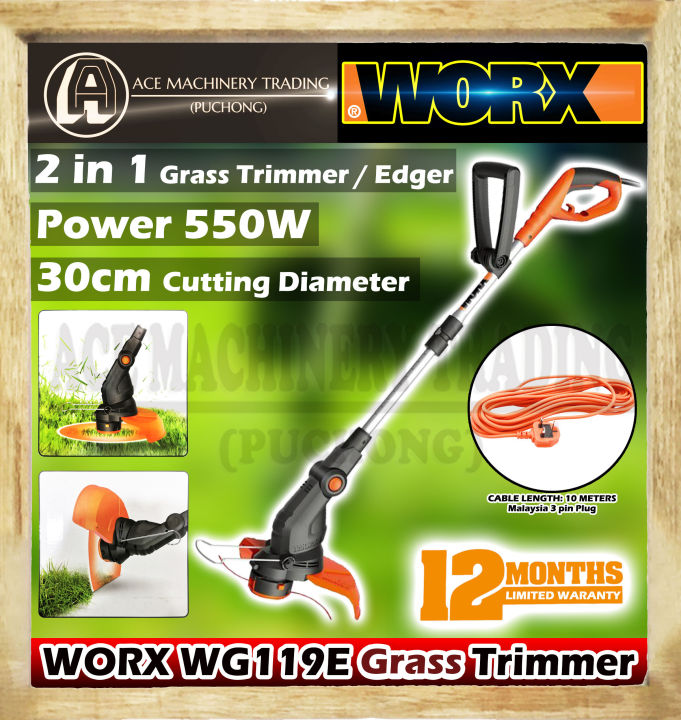 WORX Wg 119e 550w 30cm 8900RPM 2 In 1 Electric Grass Trimmer