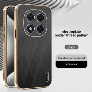 เหมาะสำหรับ Redmi Note14Redmi Note14 ProRedmi Note14 Pro +Redmi Note13 ProRedmi Note13 Pro + เคสโทรศัพท์มือถือผิวนอกเนื้อนิ่ม TPU ไหมสีทองเคสหนังมีลวดลายฝาครอบป้องกันลายนิ้วมือกันกระแทก