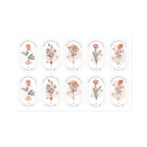 100 cái in hoa Gói Nhãn 5x3cm hình chữ nhật dính niêm phong nhãn dán cho con dấu phong bì bao bì