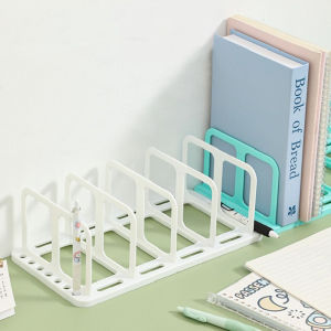 CUNXIN 4 Grid  Bookends Display Plastic Desk Bookshelf Self-assembly Storage Rack Divider Book Stand Bookshelf