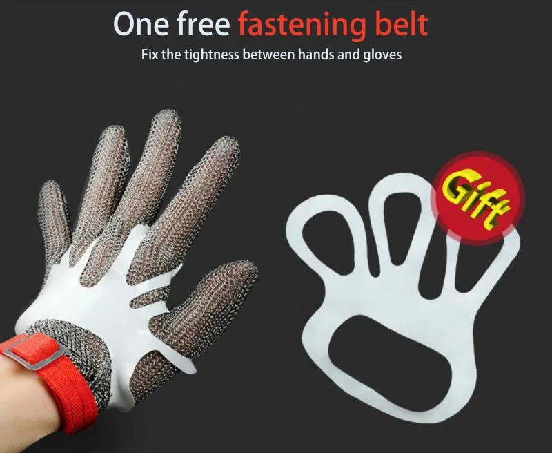 HANDSAVE 304L Stainless Steel Mesh Gloves Knife Cut Resistant Chain Mail  Protective Kitchen Butcher Metal Mesh Working Glove