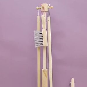 Wooden Pretend Play Cleaning Toy Set Kids Mini Broom Dustpan Mop