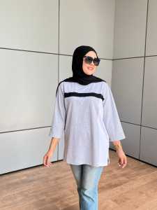 Aldira Atasan Wanita Kaos Oversize Lengan 7/8 Combinasi Terbaru2025 / Atasan Wanita