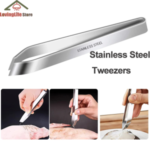 【LovingLife Store】1PCS 11CM Stainless Steel Oblique Fish Bone Tweezers Pincer Clip Puller Remover Tongs Fish Bone Plucking Clamp Kitchen Gadgets Seafood Tools