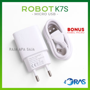 Charger Robot Micro USB 12A Safe Charging Casan Handphone Android Murah K7S