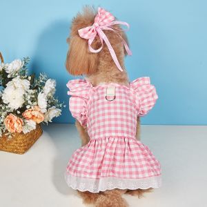 S-XL Pet Princess Dress with Cute Bowknot Cat Flower Skirt Summer Puppy Clothes Teddy Costume